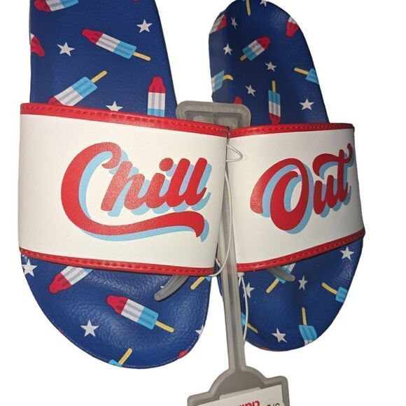 Claire's Chill Out red white and blue popsicle sandal slides NWT - Picture 2 of 8